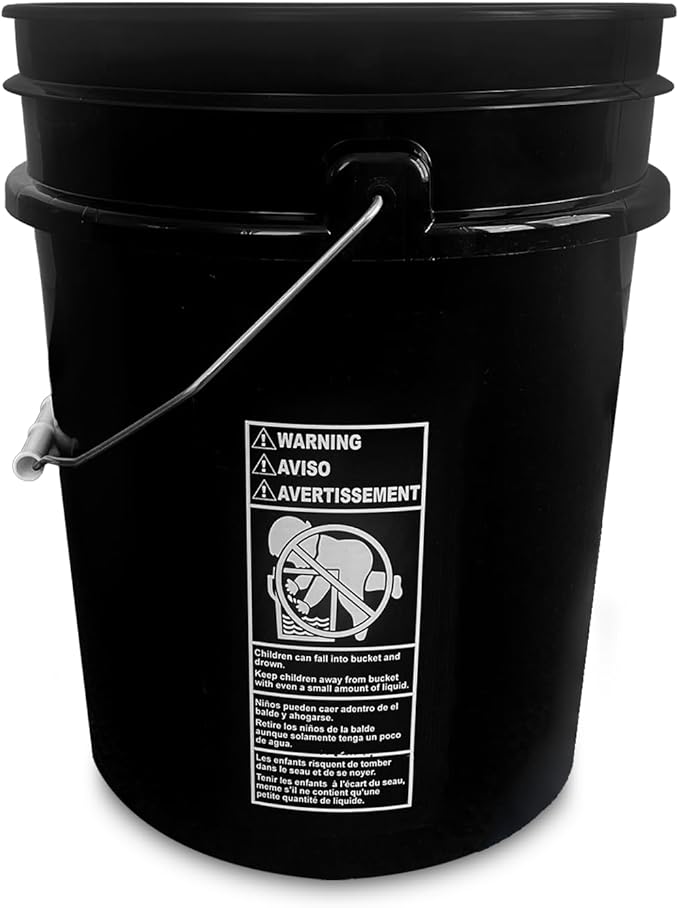 ePackageSupply 5 Gallon Bucket with Airtight Lid | Made in USA | Food Grade | Heavy-Duty Premium HPDE Plastic | Durable 90 Mil All Purpose Pail | Easy Stack and Store | BPA Free (Black, 60)