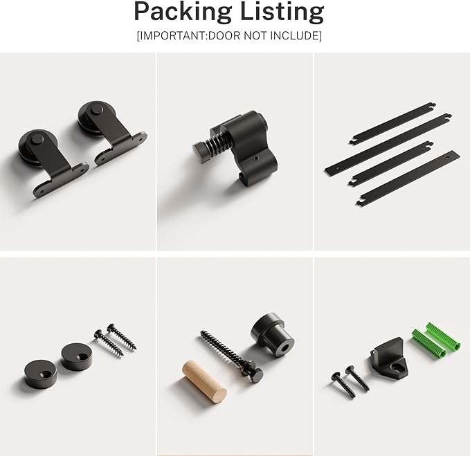 60" Sliding Barn Door Hardware Kit,Heavy Duty Top Mount Barn Door Track Kit,Black T Shape Hanger Set for Single Door Use