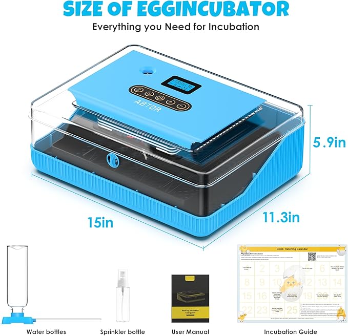 25 Egg Incubator Digital Poultry Hatcher Machine with Automatic Egg Turning, incubators for Hatching Eggs, Temperature & Humidity Control, LED Screen, General Purpose Incubator