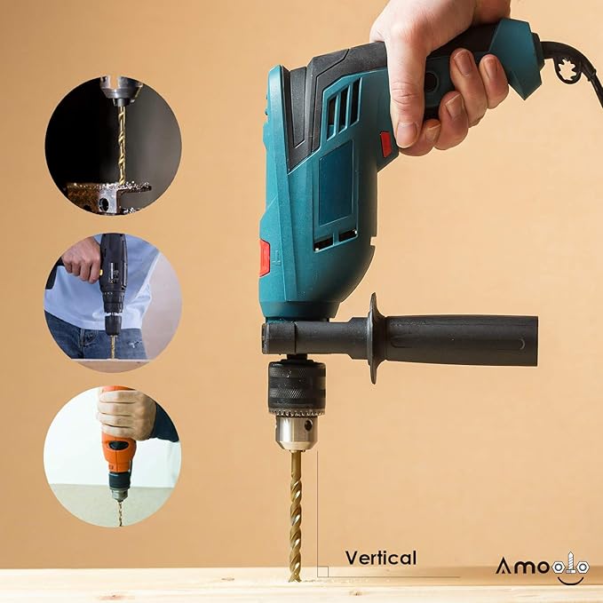 amoolo 1/4 Impact Drill Bit Sets, 10Pcs Titanium HSS Twist Hex Shank Drill Bit Set for Metal, Steel, Wood, Plastic, Quick Change Design