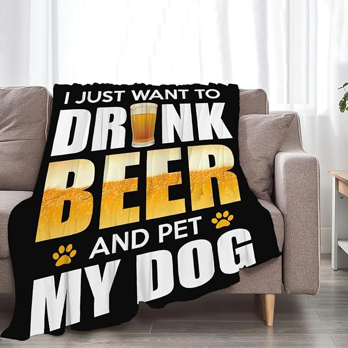 Tijuboni Beer Throw Blanket Beer Gifts for Men Women Adults Soft Flannel Fleece Blanket for Couch Sofa Bed Home Decor 40"x50"
