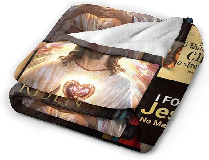 Jesus Throw Blanket Cozy Plush Christian Religious Gifts Blankets Flannel Fleece Lightweight Fuzzy Blanket for Girls Women Men Boys 60"X50"