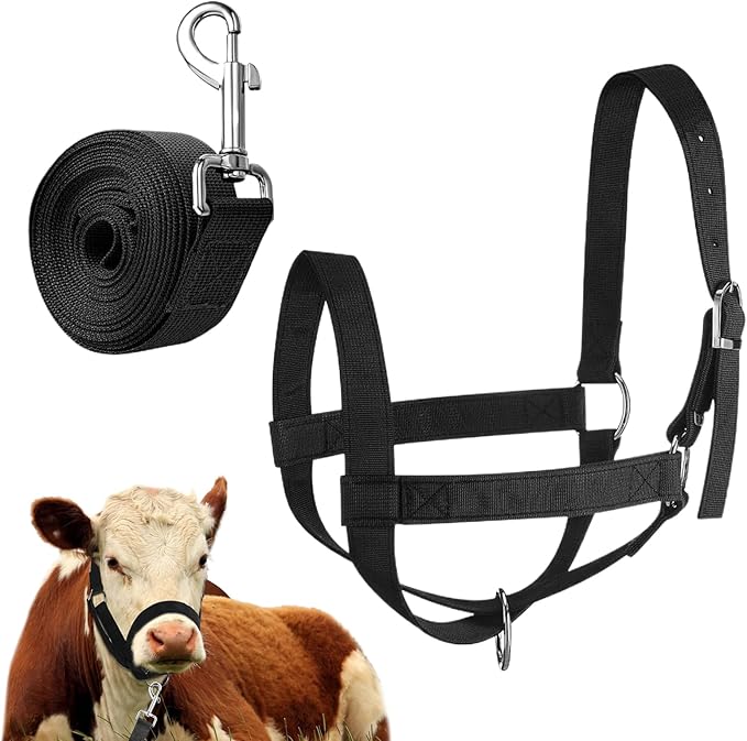 Livestock Halter - Strong PP Build, Adjustable Training Rope Set | Cattle Horse Goat Sheep Calf Handling Tool for Ranch Farm Grassland Animal Care Showing Riding Control Durable Outdoor Use