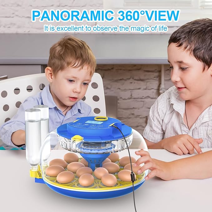 18 Egg Incubators for Hatching Eggs with Temperature Control, Egg Incubator with Automatic Egg Turning and Humidity Display, Built-in Egg Candler Incubator for Chicken Eggs, Duck, Goose & Quail