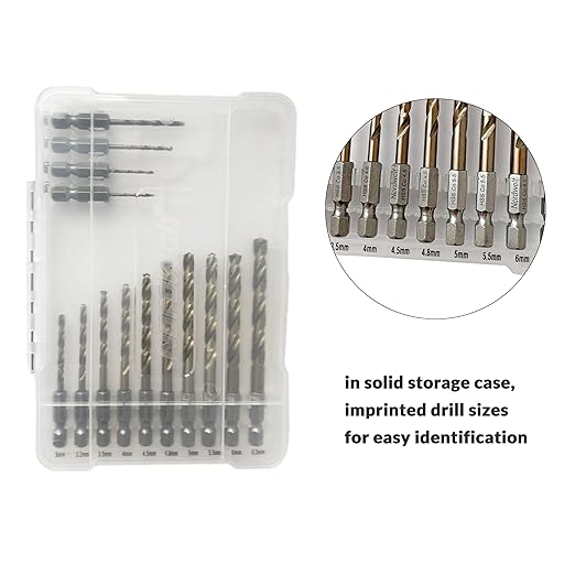 NordWolf 14-Piece Metric Cobalt Drill Bit Set for Stainless Steel & Hard Metals, with 1/4" Hex Shank for Quick Chucks & Impact Drivers, Sizes 1.5mm to 6.5mm in Storage Case