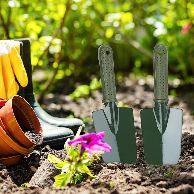 24 Pcs Garden Shovel Trowel Gardening Hand Tools Small Hand Shovels for Digging Metal Trowel Spade with Plastic Handle Anti Slippery for Lawn Yard Home Farm Planting