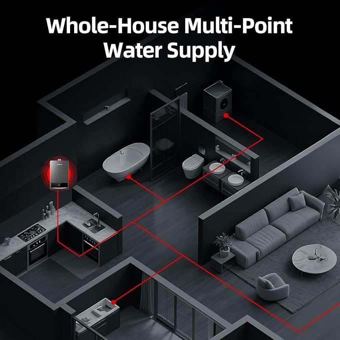 Propane Gas Tankless Water Heater, Indoor Max 3.6 GPM, 85,000 BTU On Demand Instant Hot Water Heater Propane Gas with LED Temperature Control Panel, 1/2" NPT Connector Size, CSA Certified, Gray