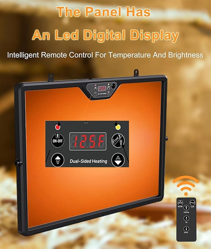 2026 Chicken Coop Heater Double-sided Heater Coop Radiant Heat Panel Built-in Adaptive Temperature Sensor,Chicken Heater Inside Coop for Winter,Adaptable to Timer and Temp Controllers,ETL UL Compliant