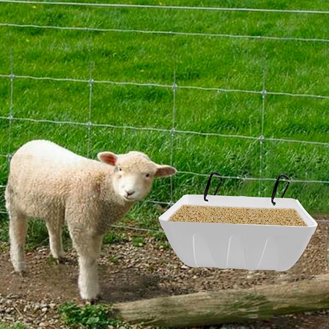 Hanging Chicken Feeder Trough, 4 Pack Fence Feed Feeder for Goat Sheep Deer Poultry Duck Livestock Feeding Container Goats Supplies Feeders Waterer Bucket