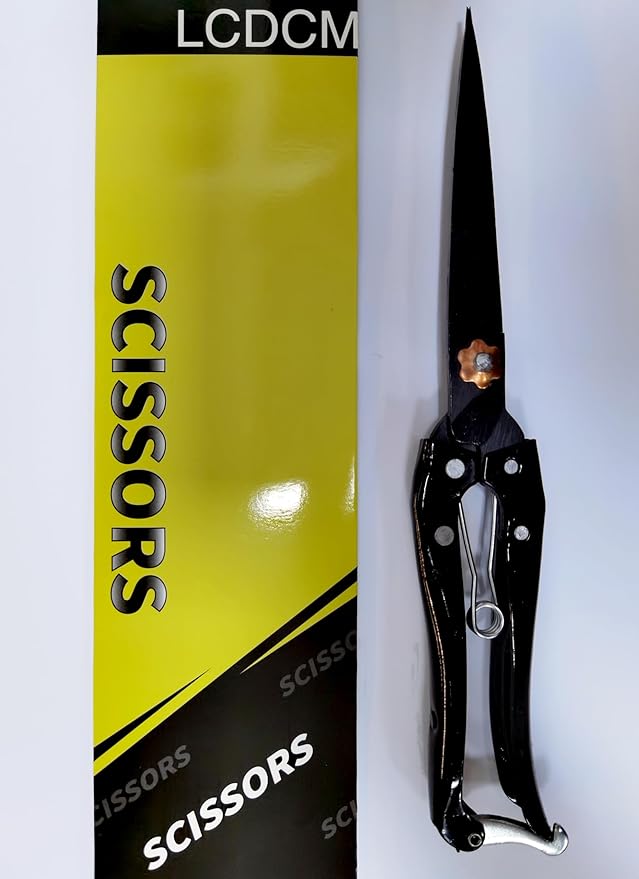 Grass Sheep Shear - Coated Wear-Resistant Handle, Manganese Steel Double-Edged, Strong Spring Suitable For Manual Shearing of Cow, Sheep, and Horse Hair (Black 10.2 inches)