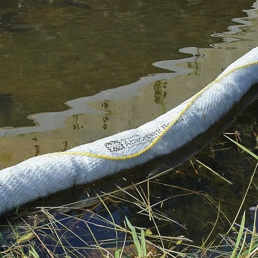 PIG Oil Boom - Oil-Only Absorbent Boom - 2 Pack - 5" x 20' Boom - Absorbs up to 12 gallons per Boom - BOM408