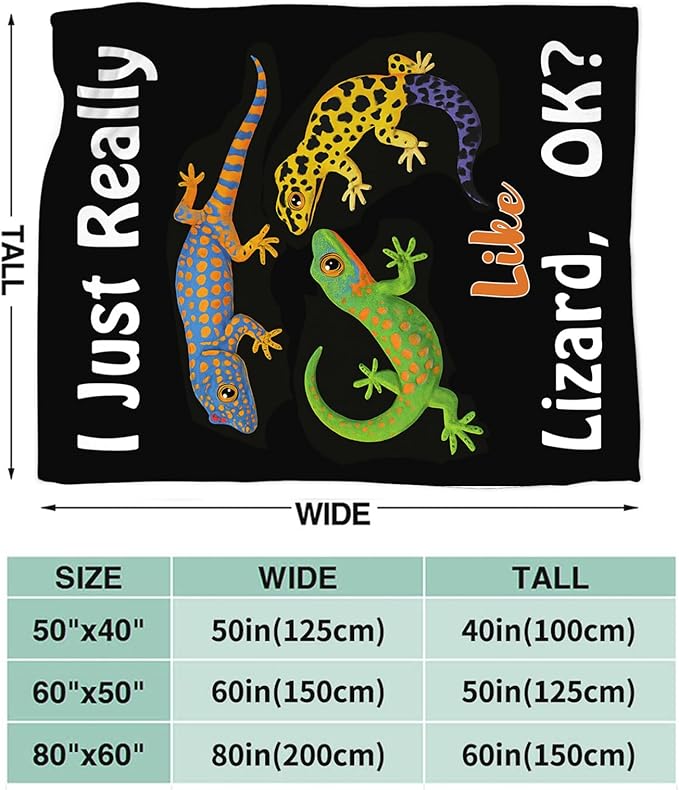 Lizard Blanket Gifts for Girls Boys Reptiles Lovers Throw Blankets Cozy Plush Fleece Lizards Decor Flannel Fuzzy for Kids Women Men 50"X40"