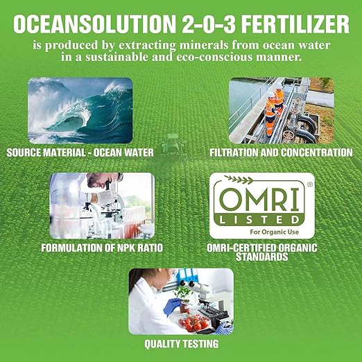 OceanSolution 2-0-3 All Natural Liquid Fertilizer – 32 Oz Concentrated Mineral Fertilizer & Plant Food for Microgreens, Hydroponics, Gardens & Lawns–OMRI Listed, No Odor(1oz per Gallon of Water)