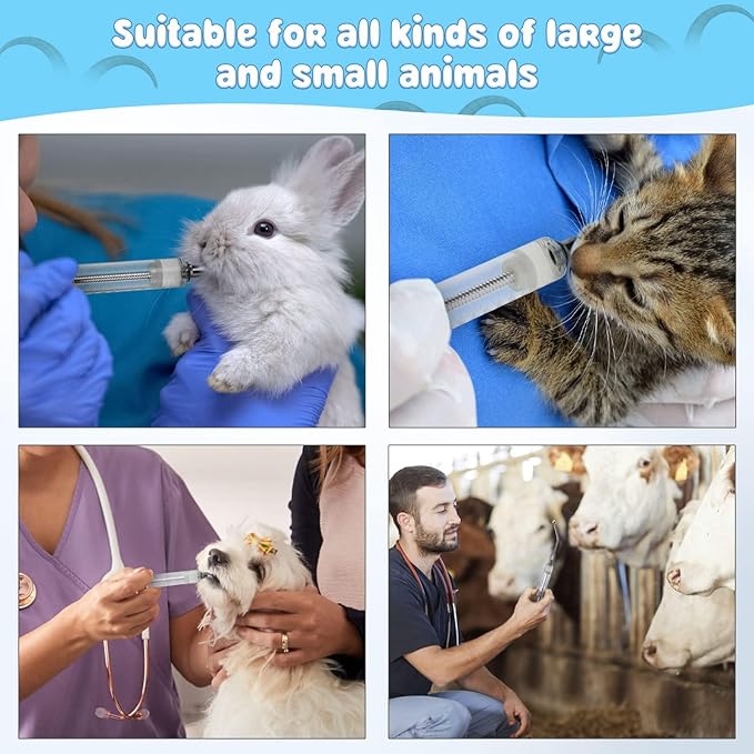 20ML Reusable Goats Syringe with 2 Drench Nozzle, Adjustable Animal Drenching Syringes Dosage Detachable Sheep Drench Gun Livestock Syringe for Sheep Baby Goat Supplies