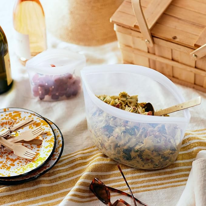 Stasher Premium Silicone Reusable Food Storage Bowl, Blue, Microwave, Sous Vide, Dishwasher, Oven and Freezer Safe, BPA Free, Leak-free, Eco-friendly, 8-Cup Bowl