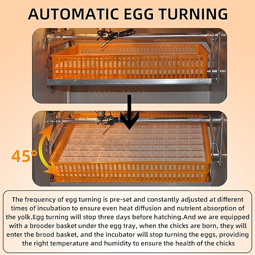 XKV 264 Egg Incubator with Automatic Egg Turning,Temperature Control and Humidity Control,Hatching Eggs,Chicken,Ducks,Poultry,Industrial Brooding Machine Chicken Incubator for Farm,Lab,Home,Indoor