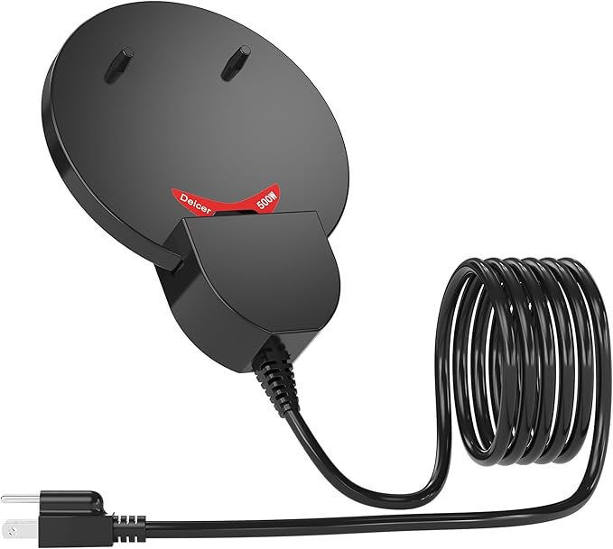 500W Chicken Water Heater w/Thermostat, Aluminum Cast Bird Bath Heater & Pond Deicer, Winter Trough Heater for Poultry, Horses, Cows