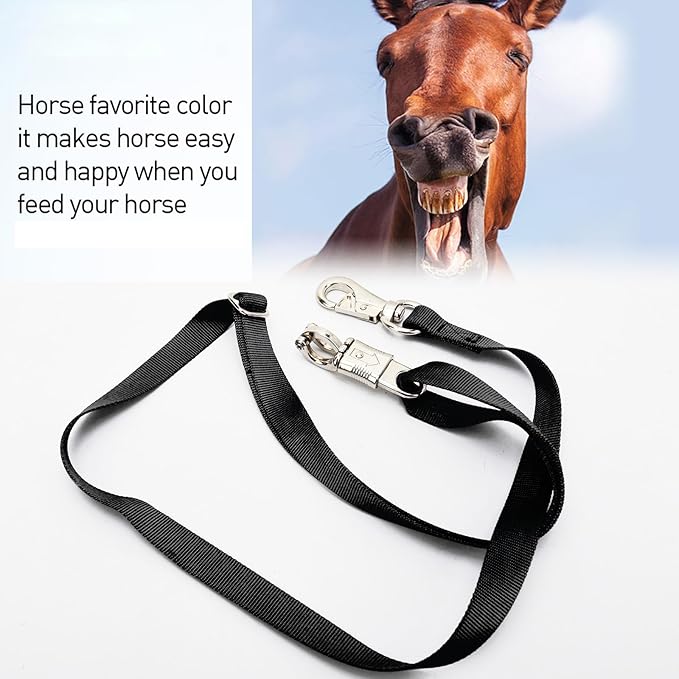 2PCS Cross Ties,Adjustable Nylon Cross Ties for Horse Horse Trailer Tie with Panic Snap and Bull Snap, Adjustable Length from 44.5-78.5 Inch,Black