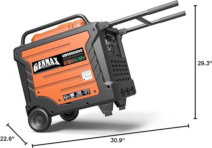 GENMAX Portable Generator, 9000W Super QuietDual Fuel Portable Engine with Parallel Capability, Remote/Electric Start, Ideal for Home backup power.EPA &CARB Compliant (GM9000iEDC)