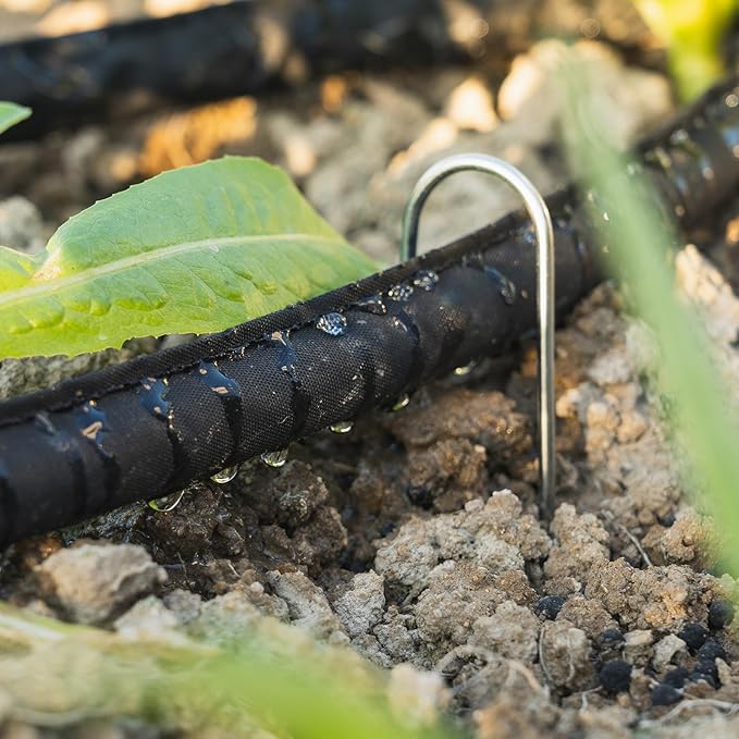 Flat Soaker Hose 15 ft Save 70% Water, Leakproof Design Double Layer Drip Sprinkler Hose for Garden Bed