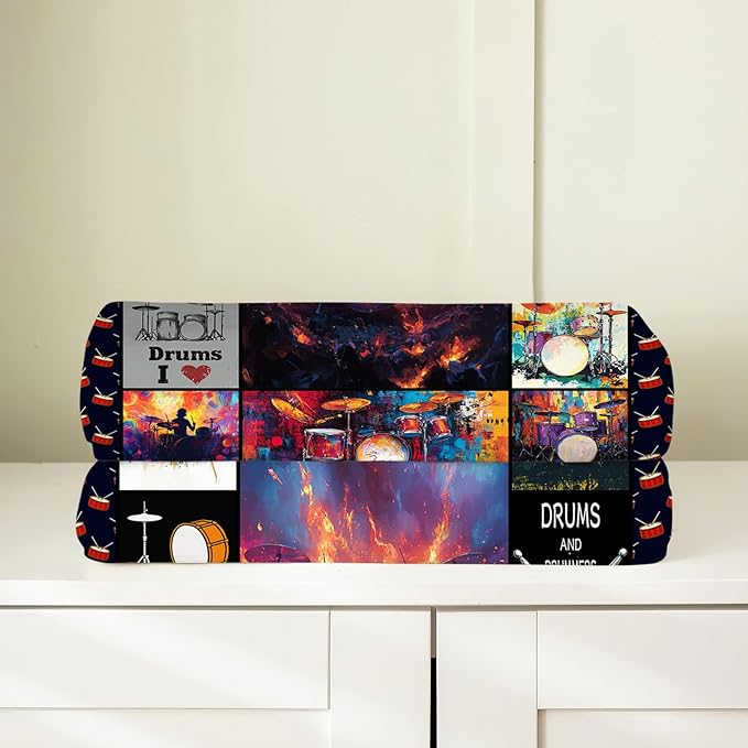 Music Blanket,Drums Set Throw Blanket, Rock Music Gifts Blankets Stuff Fleece Flannel Plush for Girls Women Men Boys Lovers Adults Soft Bedding Gift for Sofa Bed Office Home Decor 80"x60"