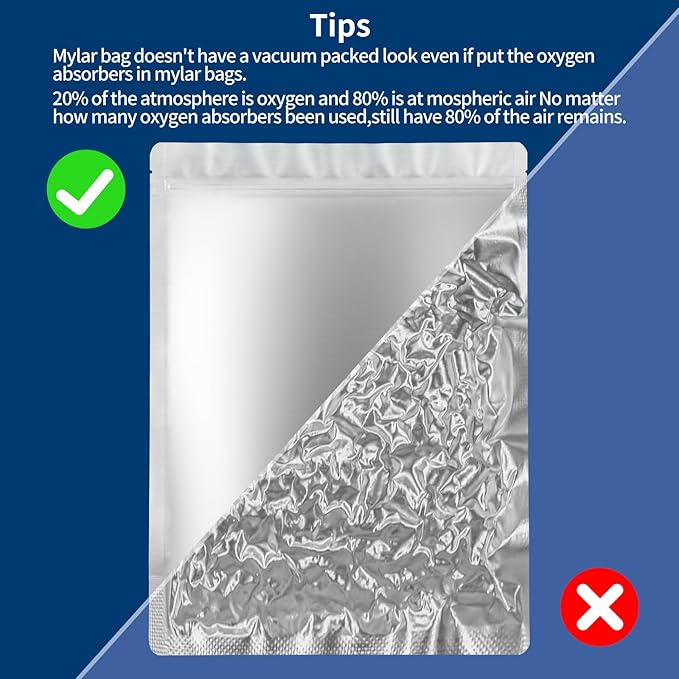 20pcs 5 Gallon Mylar Bags for Food Storage - 10 Mil Thick - Mylar Bags 5 Gallon with 30 Oxygen Absorbers 2500cc, Heat Sealable, BPA-Free β for Strong, Secure Long Term Food Storage, Silver
