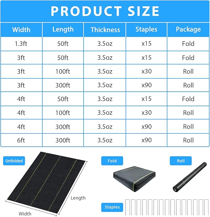 6ft x300ft Black Weed Barrier Landscape Premium Fabric-Heavy Duty Woven Ground Cloth with Superior Permeability Weed Control Convenient Design