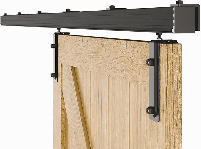 CCJH 6.6FT/79'' Box Rail Sliding Barn Door Hardware Kit Alloy Steel Wall Mount for Single Door,Smooth and Heavy Duty