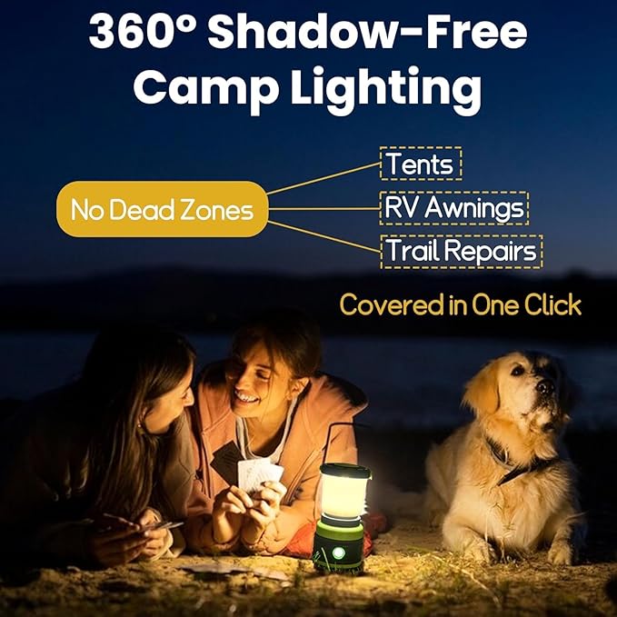 LED Camping Lantern 1800LM Battery Powered Lantern,Waterproof Tent Light with 4 Light Modes, Camping Essentials, Portable Lantern Flashlight for Camping, Emergency Light, Power Outages, Hurricane