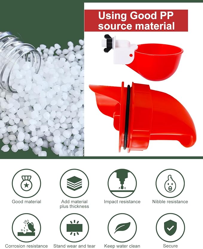 Chicken Feeder and Waterer Set, 8 Pack Chicken Waterer Cups and 4 Pack Chicken Feeders, DIY Automatic Large Chicken Water Feeder, Applicable to Ducks, Chicks, Other Various Poultry with Matching Drill