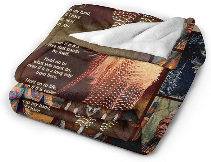 Native Indian Throw Blanket Native American Gifts for Boys Girls Women Men Plush Cozy Flannel Fleece Fuzzy Party Blankets 80"X60"