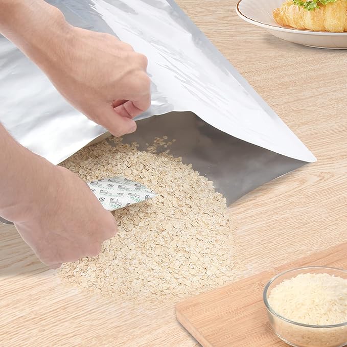 15PCS 5 Gallon Mylar Bags with 2500CC Oxygen Absorbers & Labels, 10.5 Mil Thick 17"x 27" Vacuum Sealer Bags Heat Sealable Bag for Long Term Food Storage