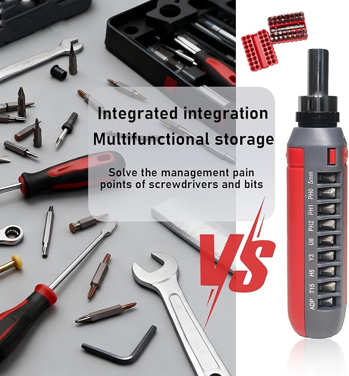 Magnetic Ratcheting Screwdriver Set, 48-Tooth Ratcheting Screwdriver Set with Multipurpose Handle Holding Up To 47 Bits with Phillips Slotted Hex Torx Bits, for Small Spaces for Small Spaces