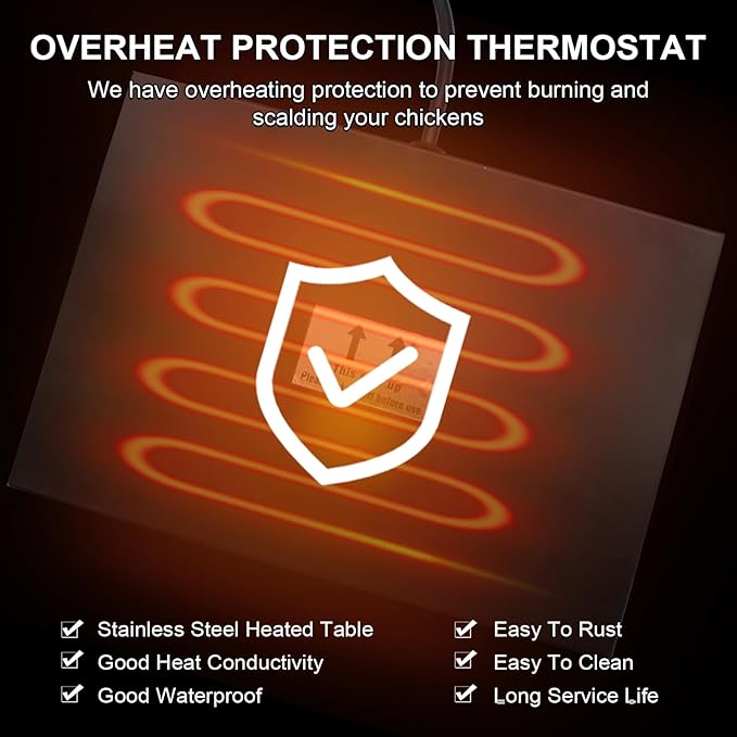 Heated Chicken Waterer for Winter Automatic Heated Chicken Waterer Adsjustable Height Poultry Drinker Heater Anti-Freezing Watering System for Chicken Coop Accessories ABS 3Gallon