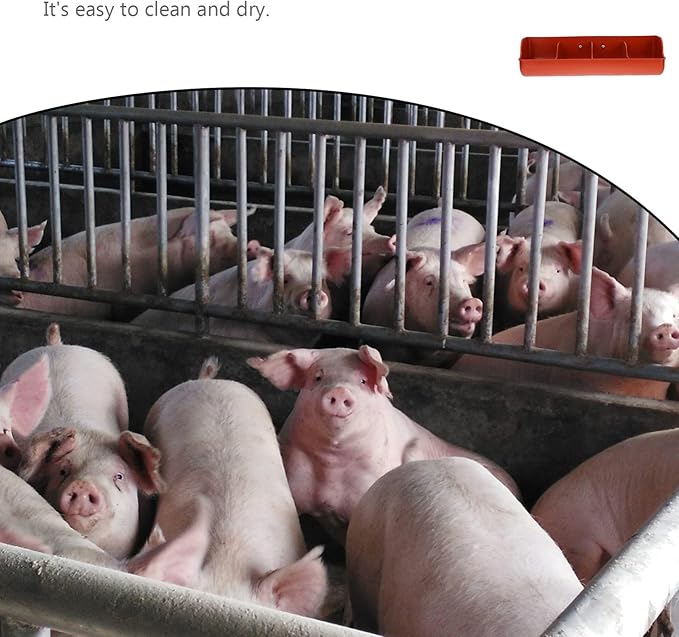 DOITOOL Plastic Fence Feeder Heavy Duty Pig Trough 4 Compartment Livestock Feeder Plastic Pig Feeer Livestock Pets Animal Farm Supplies