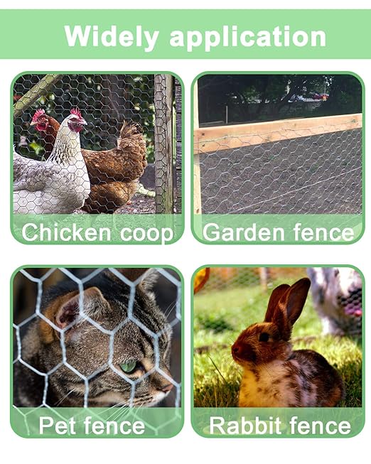 Garden Poultry Chicken Wire Netting - 48 '' × 150 ' Garden Fence Animal Barrier, Chicken Wire for Crafts, 1 inch Mesh Poultry Netting Fence, Pet/Rabbit/Chicken Wire Fencing