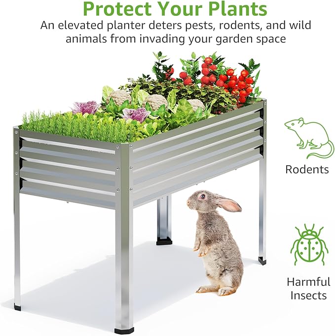 6x2x1ft Large Raised Garden Bed with Legs Galvanized Outdoor Elevated Planter Box Stand Up Metal Flower Beds for Patio