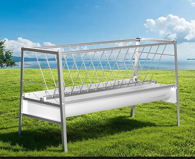 92 Gallon Goat Hay Feeder, Alloy Steel Hay Feeder with Durable Frame for Lamb Goat Sheep Horse, Detachable and Deeper Feeding Tray, Hay Rack Ease of Assembly in Farm Outdoor