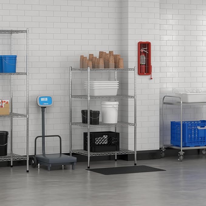 Commercial NSF Listed Chrome Stationary Wire Shelving Kit 24" x 30" x 54", with 4 Shelves Perfect for Warehouse, Walk-in Refrigerator, Freezer, Grocery Store, Restaurant, Dishroom