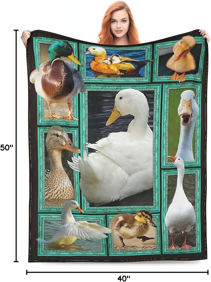 Duck Decor Throw Blanket - Warm, Soft, Plush, Lightweight Fleece Flannel Goose Stuff Blanket - Gifts for Girls, Boys, Kids, Baby, Women, Men, Adults - Winter Couch Bedding - 40"X50"