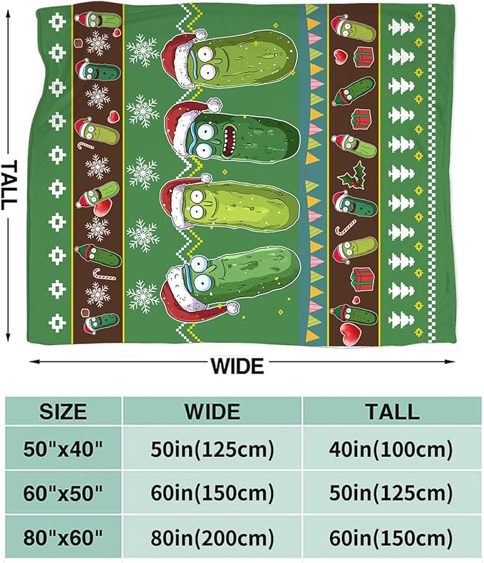 Dynova Christmas Pickle Blanket Cozy Plush Pickles Lovers Throw Blankets Fuzzy Flannel Fleece Funny Gifts for Girls Boys Women Men 80"X60"