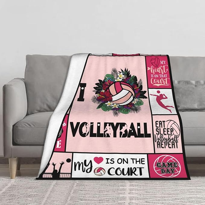 Volleyball Blanket Super Soft Warm Volleyball Fleece Throw Blanket for Girls Women Cozy Fluffy Volleyballs Lightweight Flannel Gifts Blankets for Kids Adults 60"X50"
