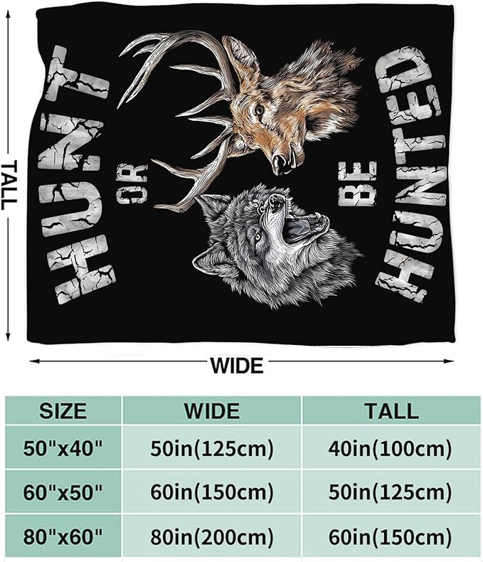 Hunting Blanket Gifts for Men Dad Wolf Deer Throw Blankets Cozy Plush Fleece Hunters Decor Flannel Fuzzy for Couch Chair Bed 60"X50"