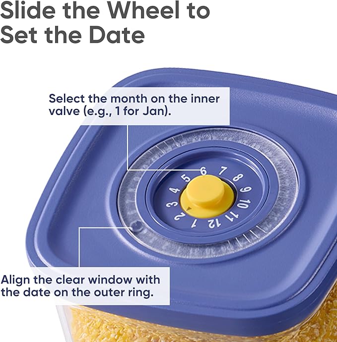 CAROTE Food Storage Containers with Lids, 21 PCS Air Tight Plastic Food Containers with Date Tracking Dial, BPA Free Durable Canisters Sets for the Kitchen/Pantry/Dry Food/Cereal/Suger, Blue