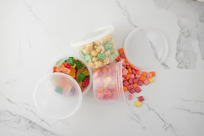 Healthy Packers 16oz Food Storage & Soup Containers with Airtight Lids - Clear Plastic Deli Cups - Great for Your Slime Kit - BPA Free | Leakproof - Microwaveable - Reusable & Freezer Safe (24 pack)