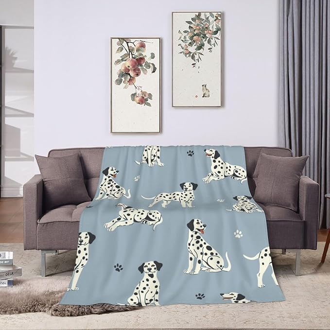 Dalmatian Blanket Super Cozy Soft Dalmatian Throw Blanket Warm Plush Fluffy Spotted Dog Stuff Gifts for Women Girls Fleece Flannel Gift Blankets for Kids Adults 60"X50"