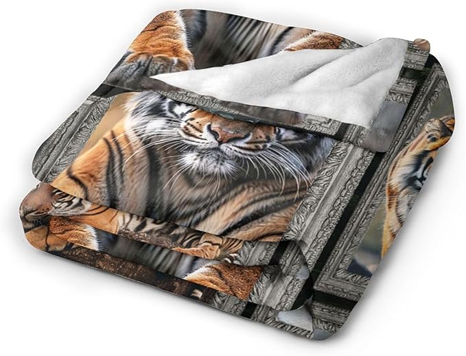 Tiger Blanket Wild Animal Throw Blanket Cozy Plush Fleece Flannel Tiger Stuff Blankets Lightweight Fuzzy Gifts for Girls Boys Women Men 50"X40"