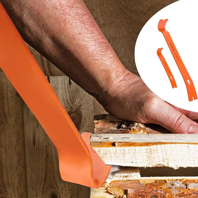 2-Pack Flat Pry Bar Set 7.5"/15" Crowbar with Nail Puller,Utility Heavy Duty Claw Bar,Mini Pry Bar High-Carbon Steel Crow Bar Tool for Home Improvement & Woodworking