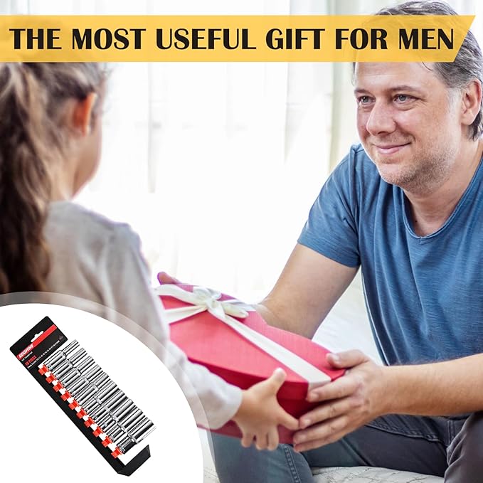 Egofine 10PCS 1/2” Drive Deep Socket Set,Metric Socket Set(10mm-21mm,6 Point Socket Set With Hanging Bracket,Cr-V Steel