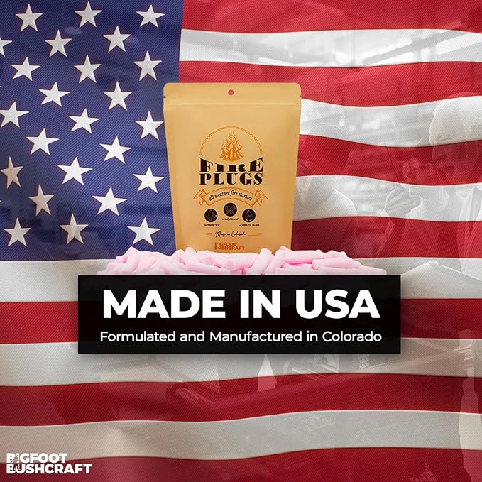 Non-Toxic Waterproof Fire Starters with 5+ Minute Burn for Emergencies, Survival, Campfires, Fire Pits, Grills - Made in The USA - 50 Pack